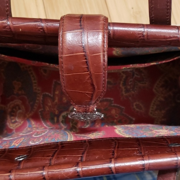 Brighton straw/brown leather structured purse - Picture 3 of 7